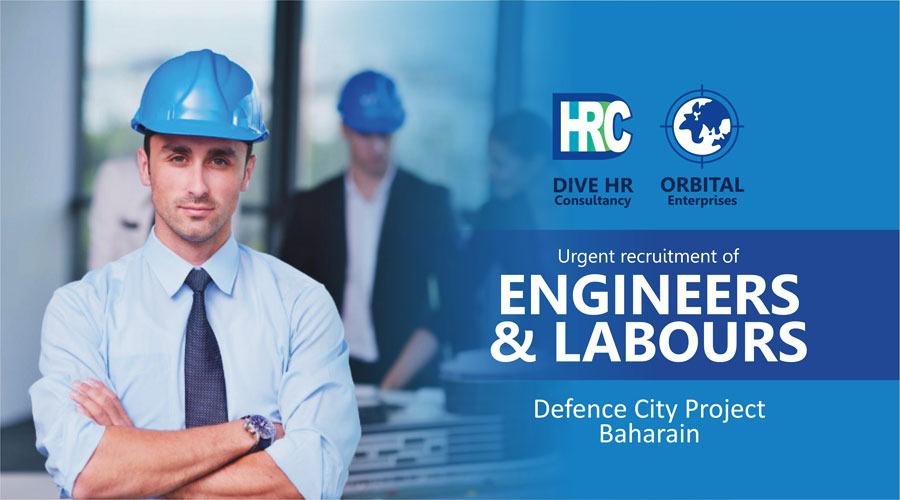 Recruitment of Engineers & Labours at Defence City Project, Baharain
